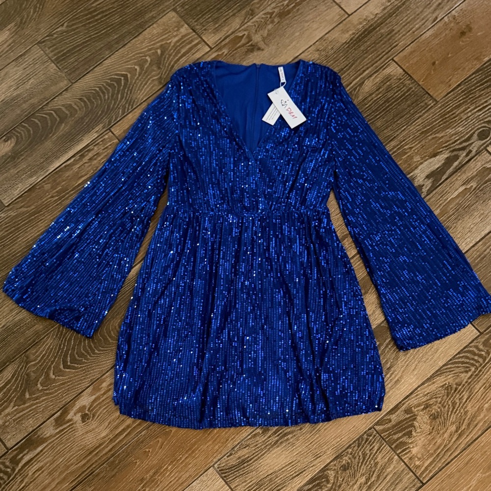 Dazzling Blue Sequin Mini Dress - Medium